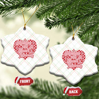 Mama Of A Heart Warrior Ceramic Ornament CHD Awareness Retro Red Checkered Heart