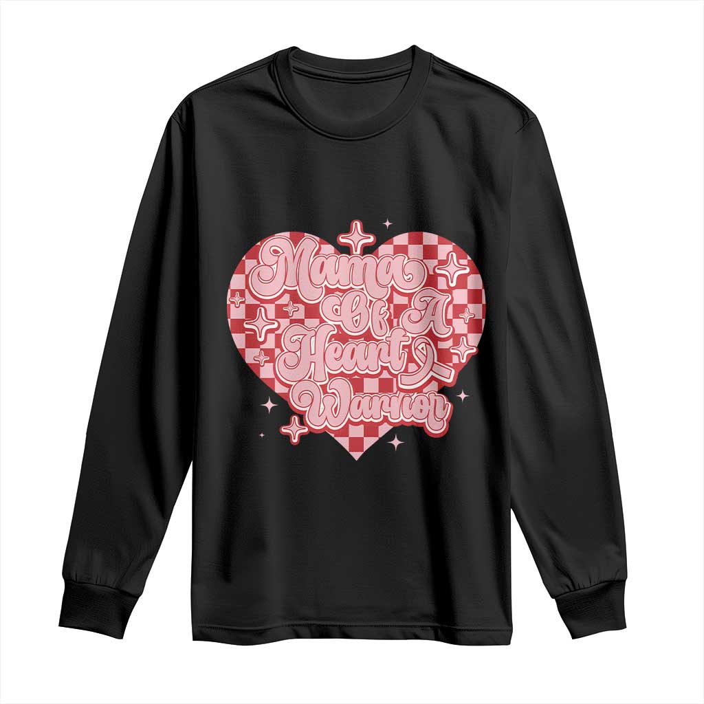 Mama Of A Heart Warrior Long Sleeve Shirt CHD Awareness Retro Red Checkered Heart