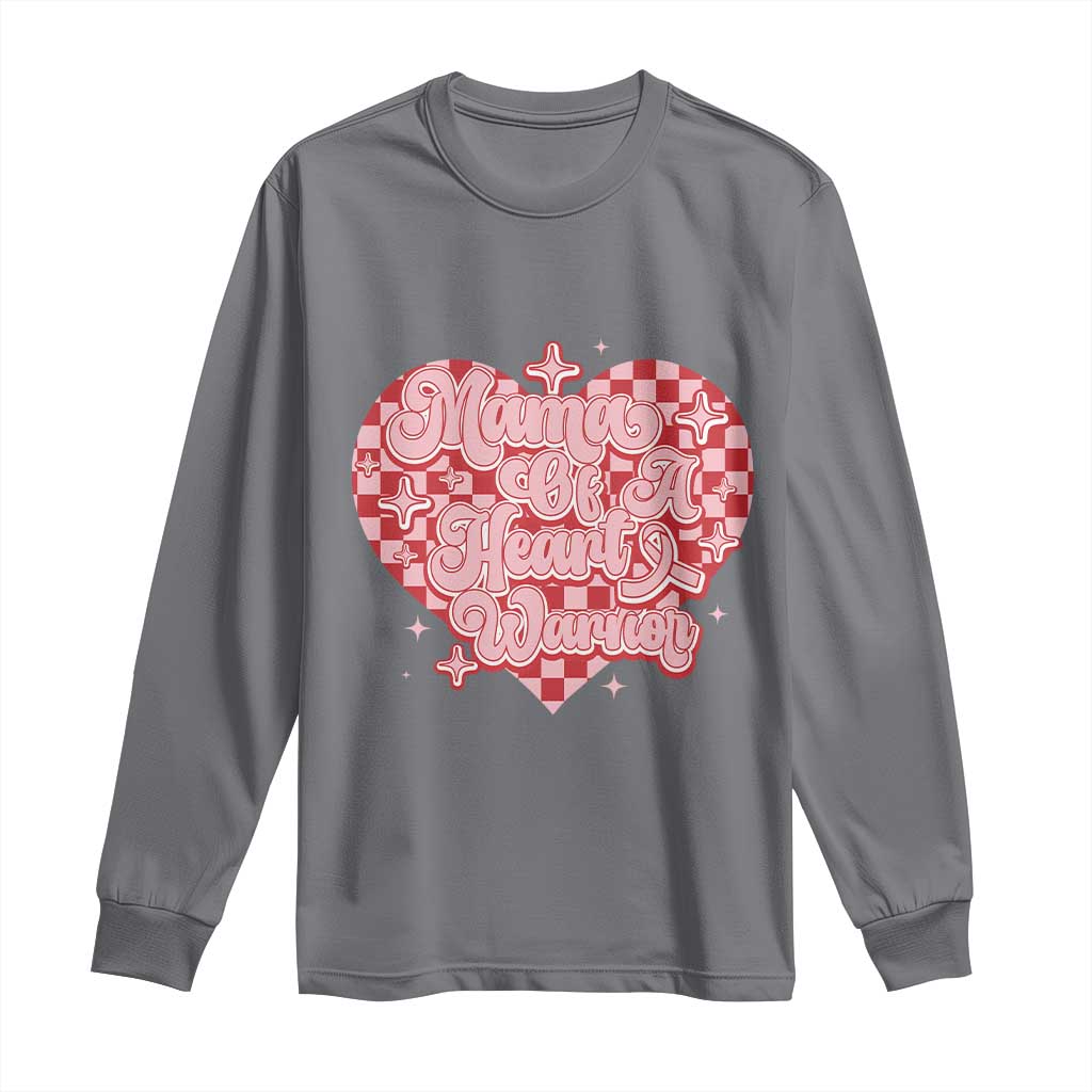 Mama Of A Heart Warrior Long Sleeve Shirt CHD Awareness Retro Red Checkered Heart