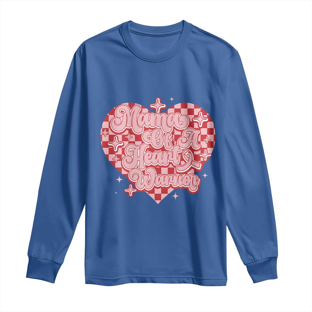 Mama Of A Heart Warrior Long Sleeve Shirt CHD Awareness Retro Red Checkered Heart