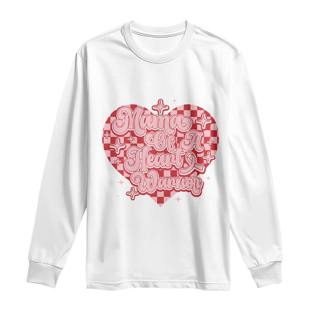 Mama Of A Heart Warrior Long Sleeve Shirt CHD Awareness Retro Red Checkered Heart