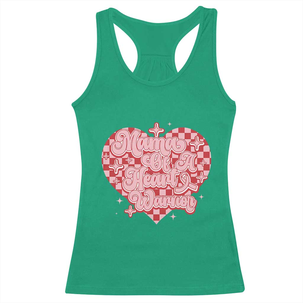 Mama Of A Heart Warrior Racerback Tank Top CHD Awareness Retro Red Checkered Heart