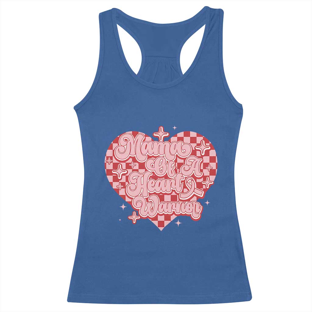 Mama Of A Heart Warrior Racerback Tank Top CHD Awareness Retro Red Checkered Heart