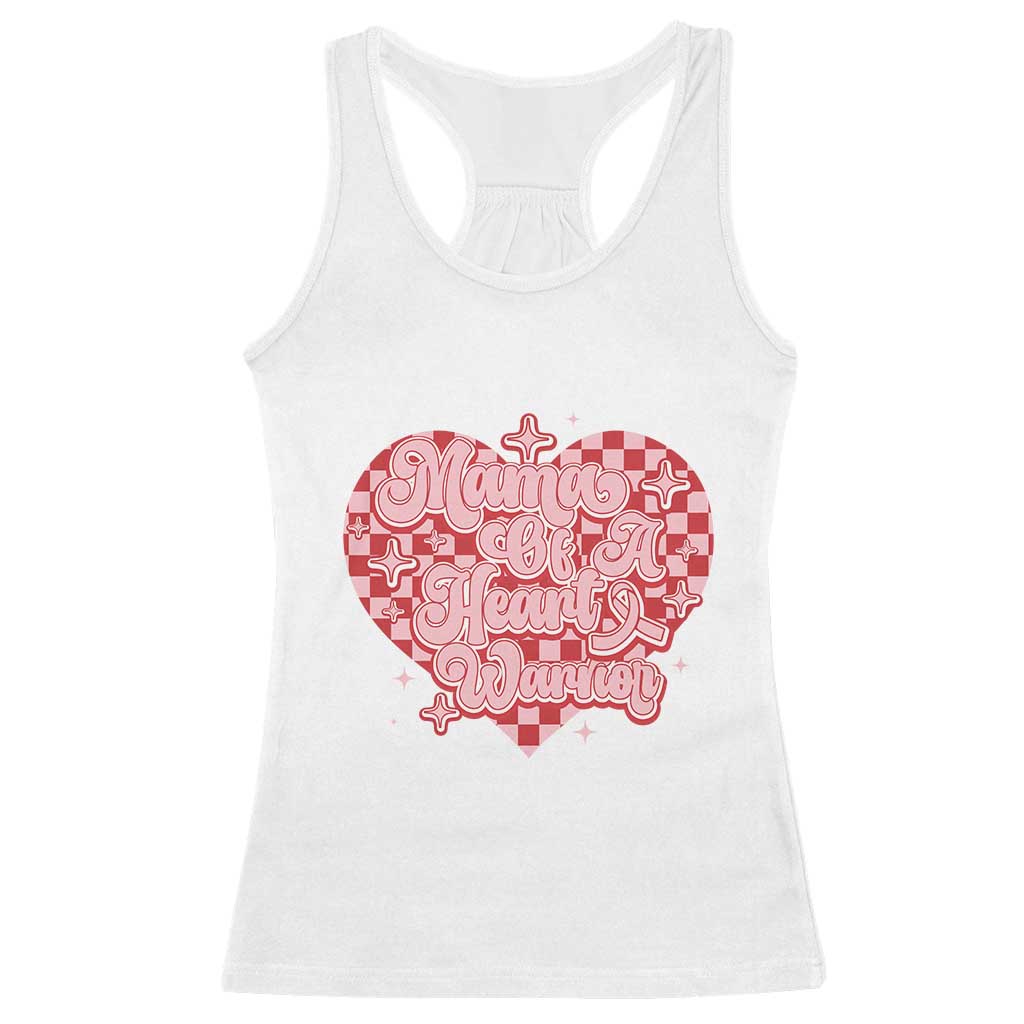 Mama Of A Heart Warrior Racerback Tank Top CHD Awareness Retro Red Checkered Heart