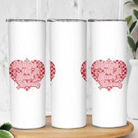 Mama Of A Heart Warrior Skinny Tumbler CHD Awareness Retro Red Checkered Heart