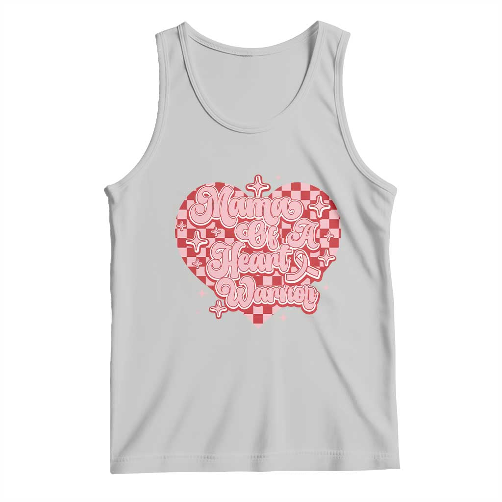 Mama Of A Heart Warrior Tank Top CHD Awareness Retro Red Checkered Heart