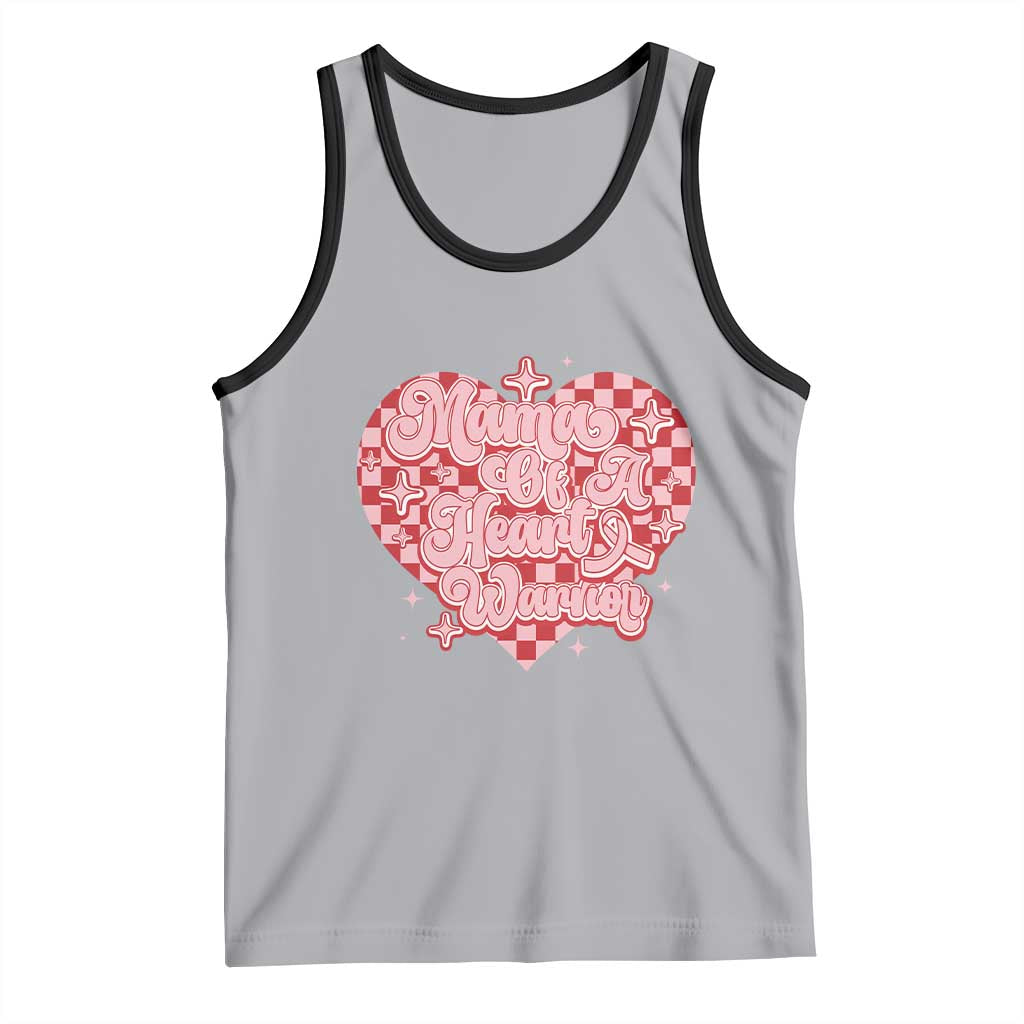 Mama Of A Heart Warrior Tank Top CHD Awareness Retro Red Checkered Heart