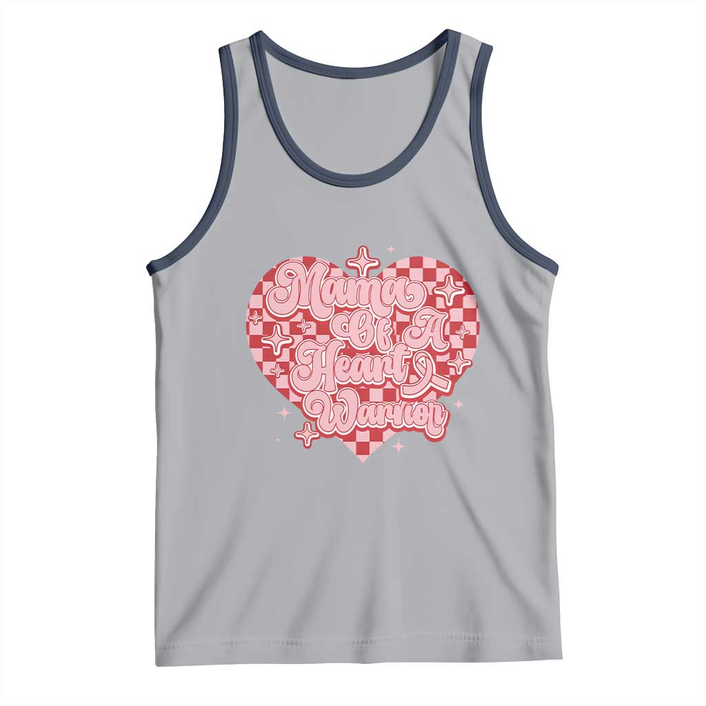 Mama Of A Heart Warrior Tank Top CHD Awareness Retro Red Checkered Heart