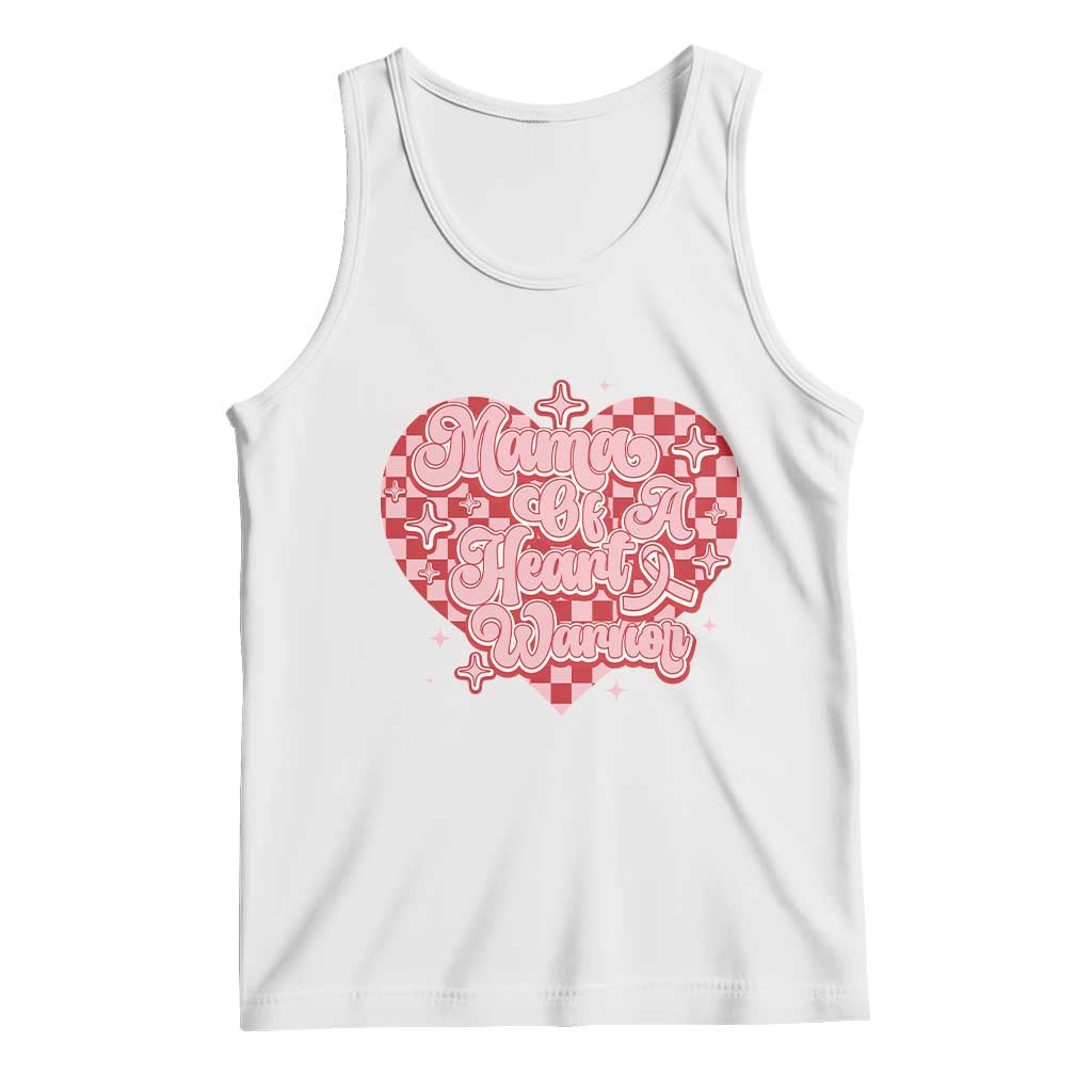Mama Of A Heart Warrior Tank Top CHD Awareness Retro Red Checkered Heart