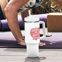 Mama Of A Heart Warrior Tumbler With Handle CHD Awareness Retro Red Checkered Heart