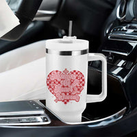 Mama Of A Heart Warrior Tumbler With Handle CHD Awareness Retro Red Checkered Heart