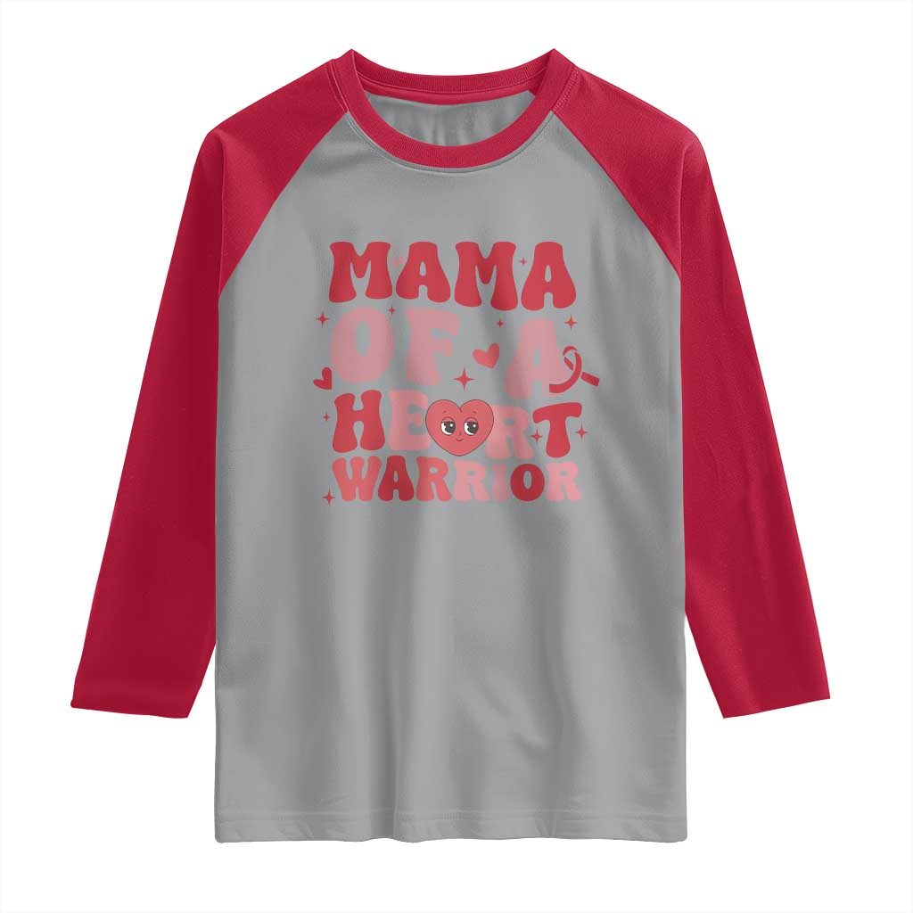 Mama Of A Heart Warrior Raglan Shirt Congenital Heart Disease CHD Awareness