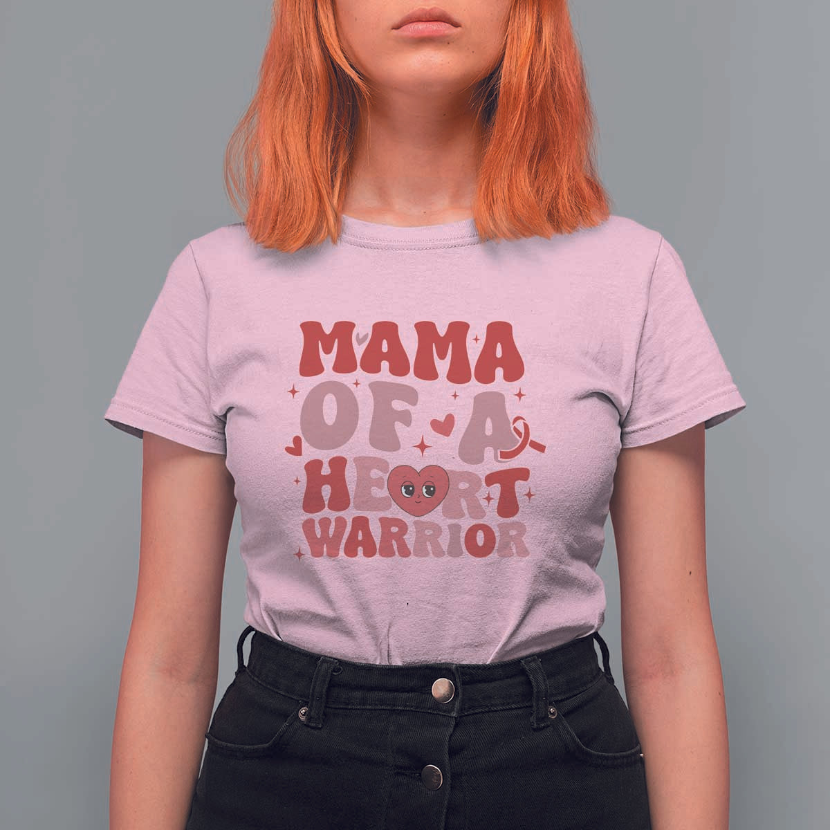 Mama Of A Heart Warrior T Shirt For Women Congenital Heart Disease CHD Awareness