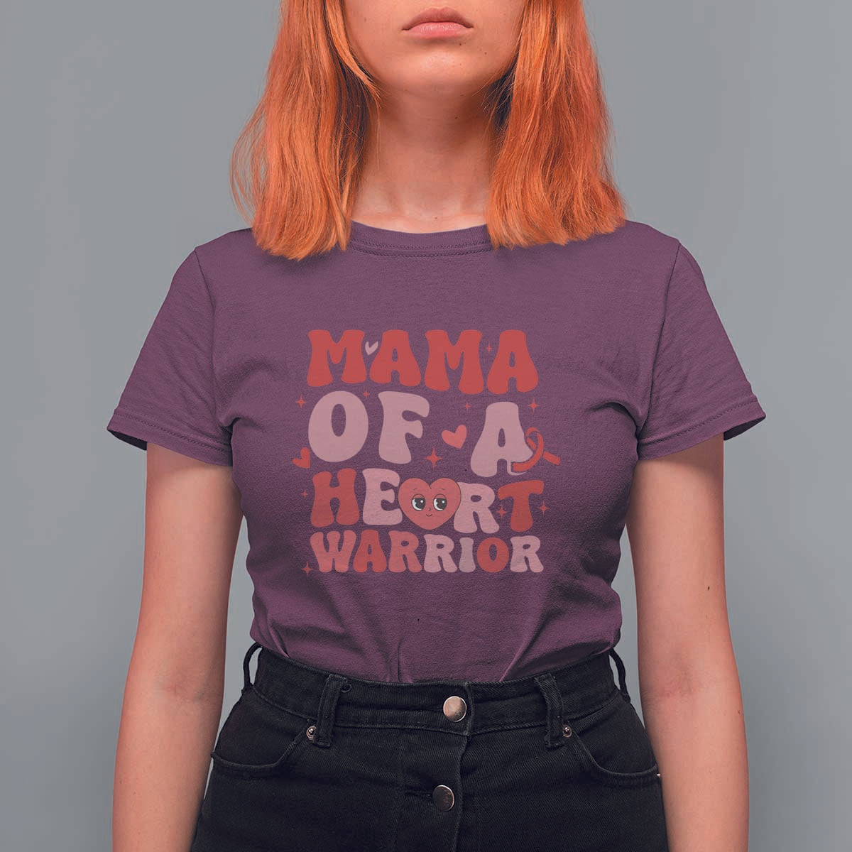 Mama Of A Heart Warrior T Shirt For Women Congenital Heart Disease CHD Awareness