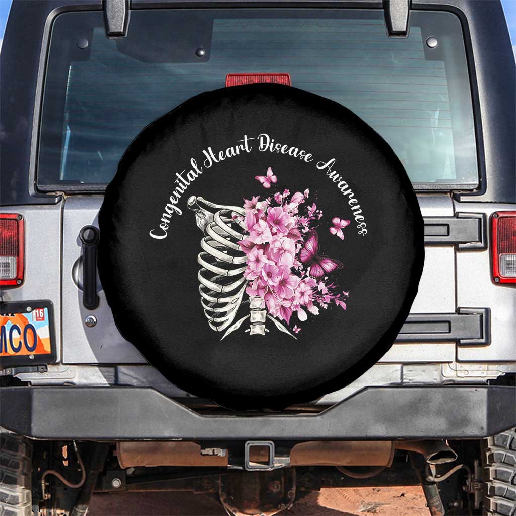 CHD Awareness Spare Tire Cover Congenital Heart Disease Awareness Floral Rib Cage