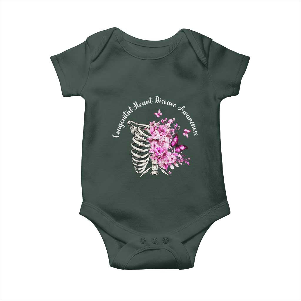 CHD Awareness Baby Onesie Congenital Heart Disease Awareness Floral Rib Cage