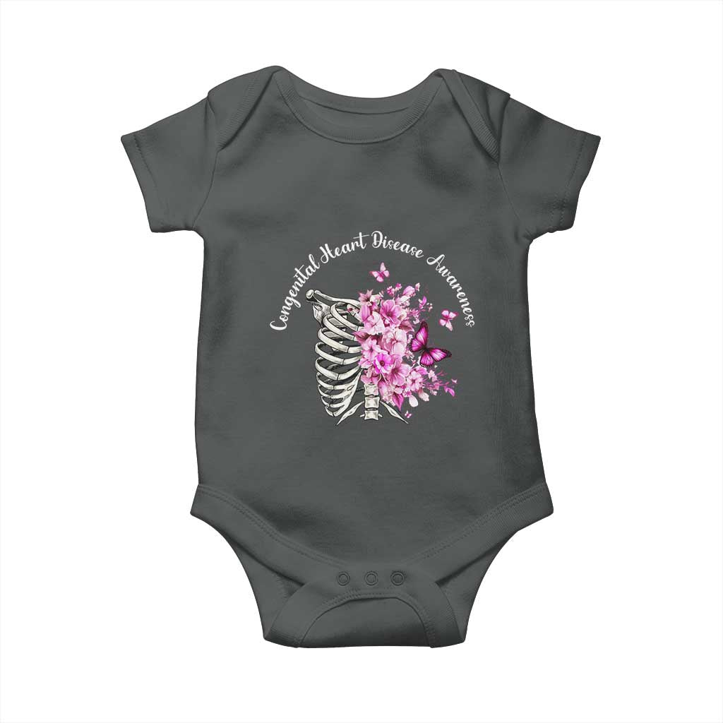 CHD Awareness Baby Onesie Congenital Heart Disease Awareness Floral Rib Cage