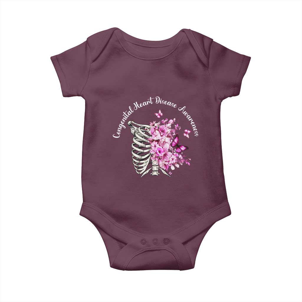 CHD Awareness Baby Onesie Congenital Heart Disease Awareness Floral Rib Cage