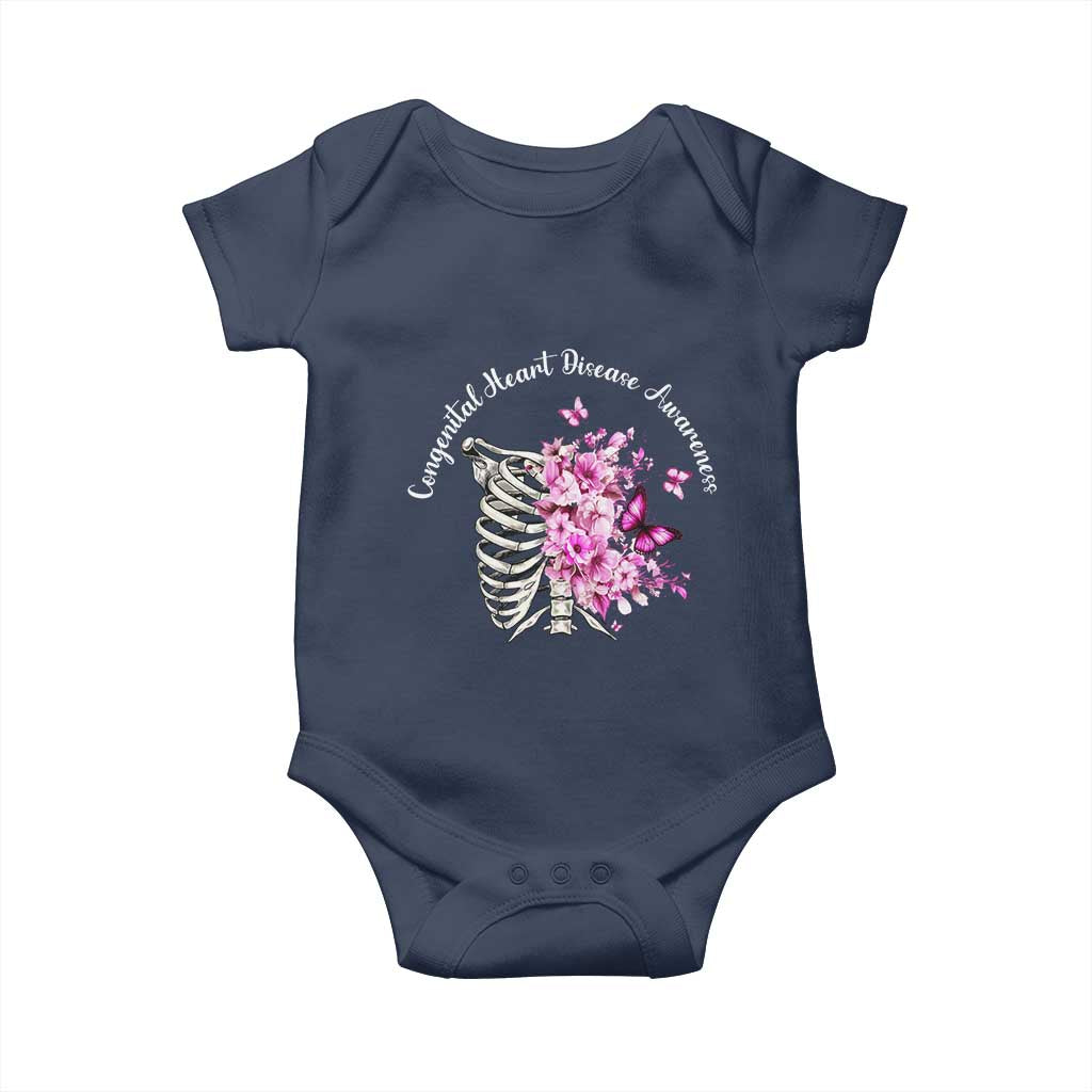 CHD Awareness Baby Onesie Congenital Heart Disease Awareness Floral Rib Cage