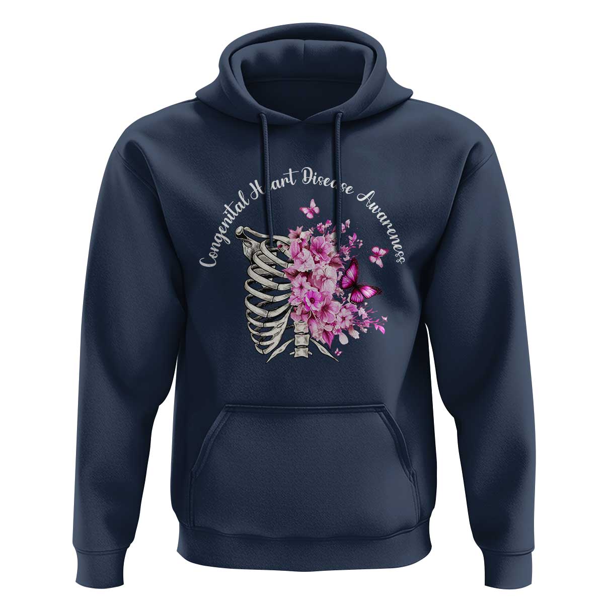 CHD Awareness Hoodie Congenital Heart Disease Awareness Floral Rib Cage