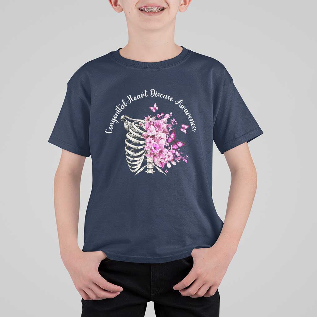 CHD Awareness T Shirt For Kid Congenital Heart Disease Awareness Floral Rib Cage