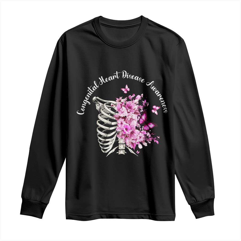 CHD Awareness Long Sleeve Shirt Congenital Heart Disease Awareness Floral Rib Cage