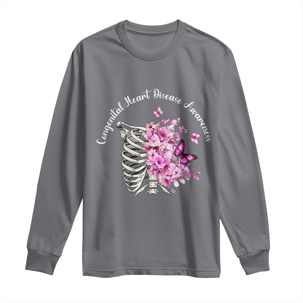 CHD Awareness Long Sleeve Shirt Congenital Heart Disease Awareness Floral Rib Cage