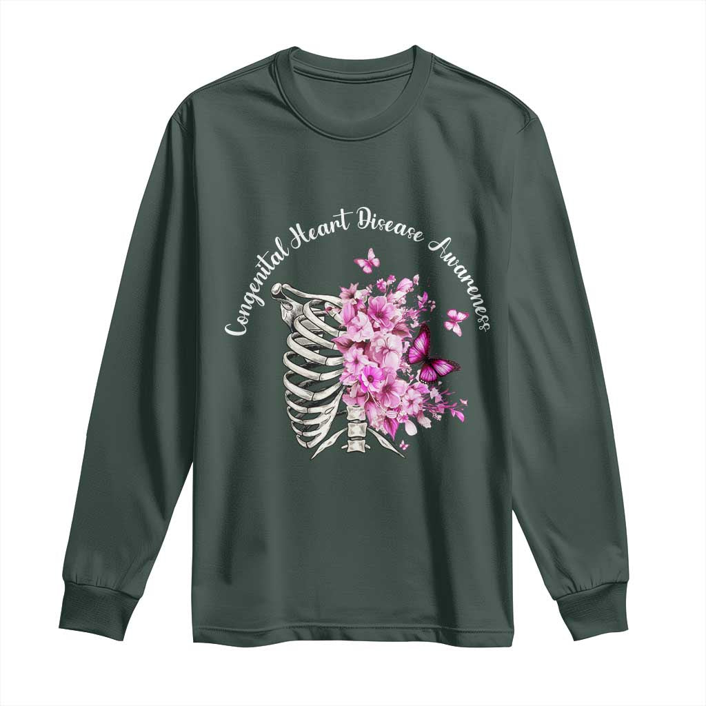 CHD Awareness Long Sleeve Shirt Congenital Heart Disease Awareness Floral Rib Cage