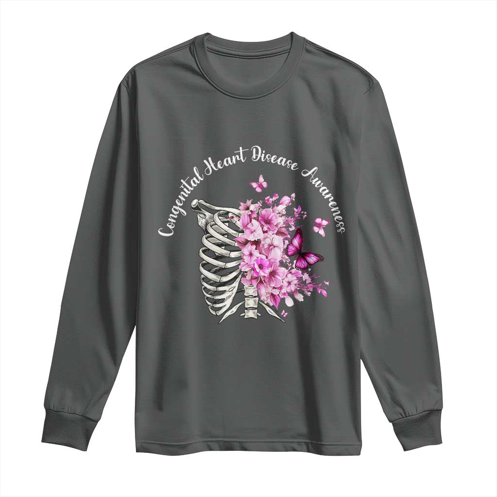 CHD Awareness Long Sleeve Shirt Congenital Heart Disease Awareness Floral Rib Cage