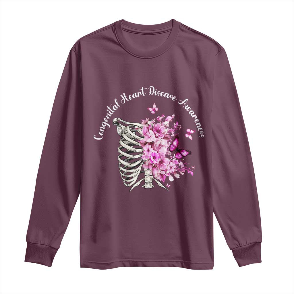 CHD Awareness Long Sleeve Shirt Congenital Heart Disease Awareness Floral Rib Cage