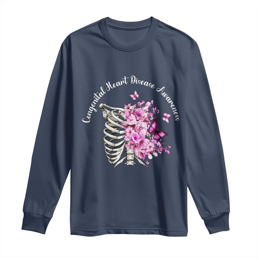 CHD Awareness Long Sleeve Shirt Congenital Heart Disease Awareness Floral Rib Cage