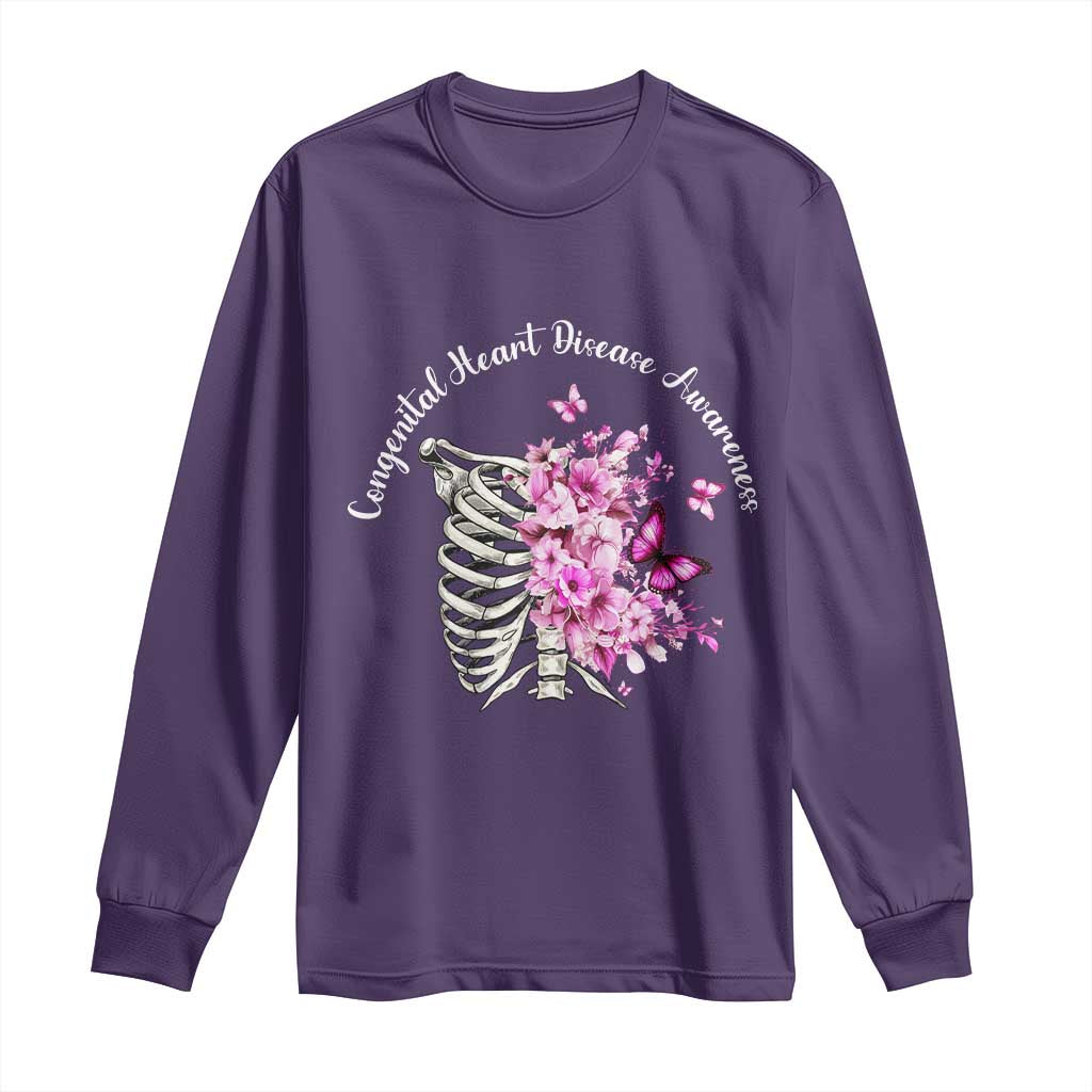 CHD Awareness Long Sleeve Shirt Congenital Heart Disease Awareness Floral Rib Cage