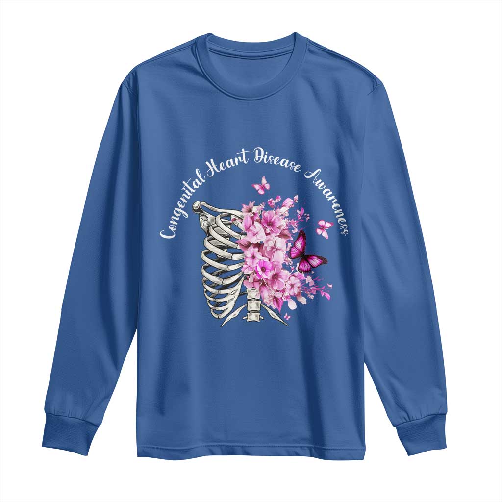 CHD Awareness Long Sleeve Shirt Congenital Heart Disease Awareness Floral Rib Cage