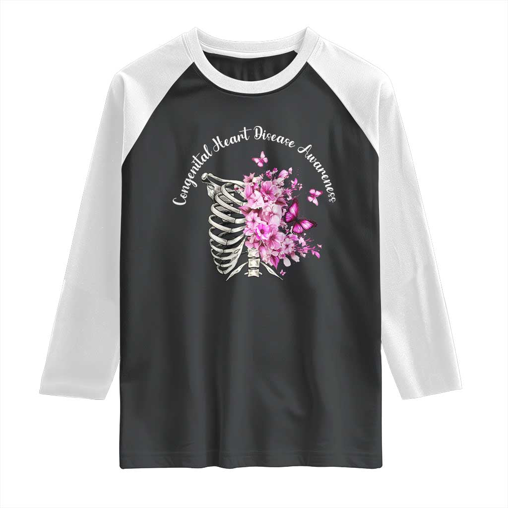 CHD Awareness Raglan Shirt Congenital Heart Disease Awareness Floral Rib Cage