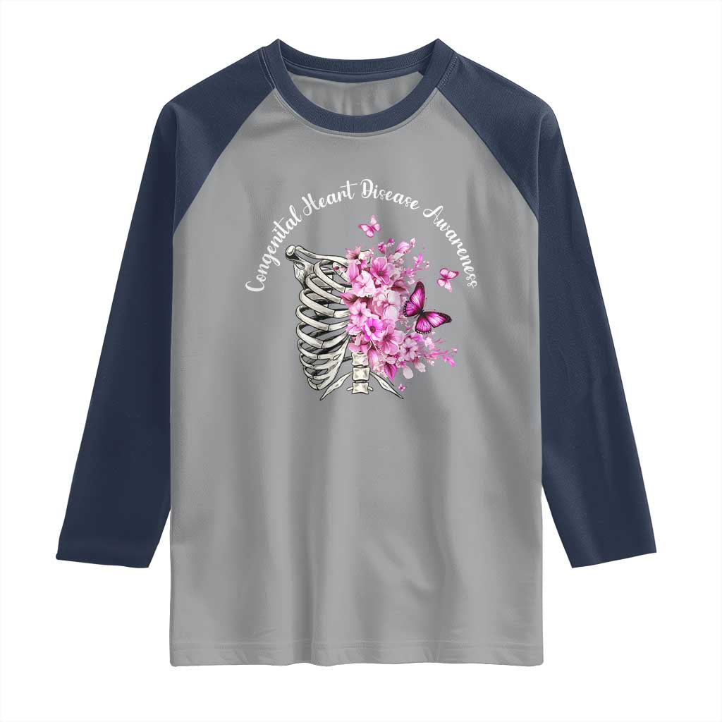 CHD Awareness Raglan Shirt Congenital Heart Disease Awareness Floral Rib Cage