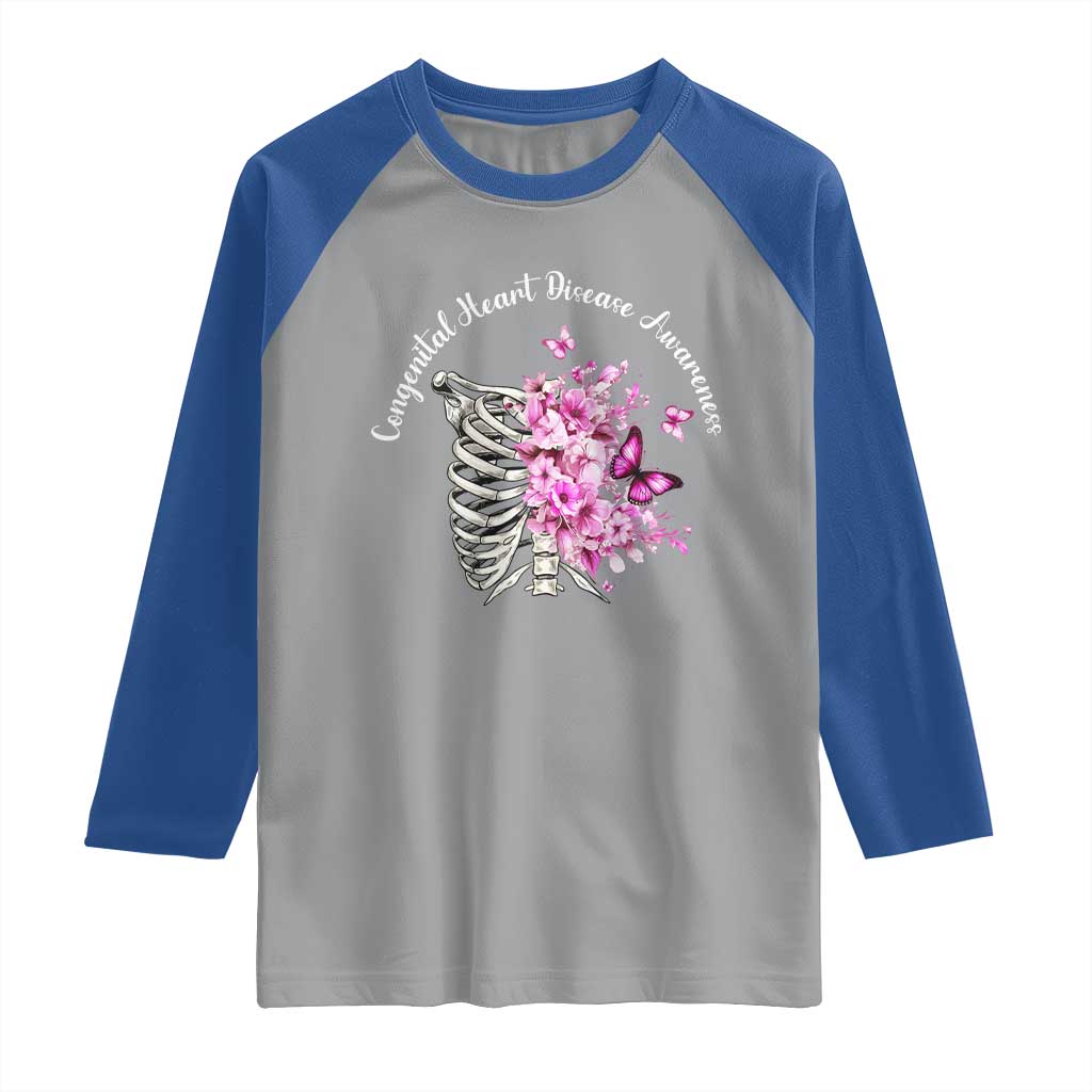 CHD Awareness Raglan Shirt Congenital Heart Disease Awareness Floral Rib Cage