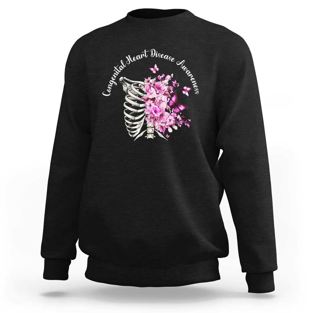 CHD Awareness Sweatshirt Congenital Heart Disease Awareness Floral Rib Cage