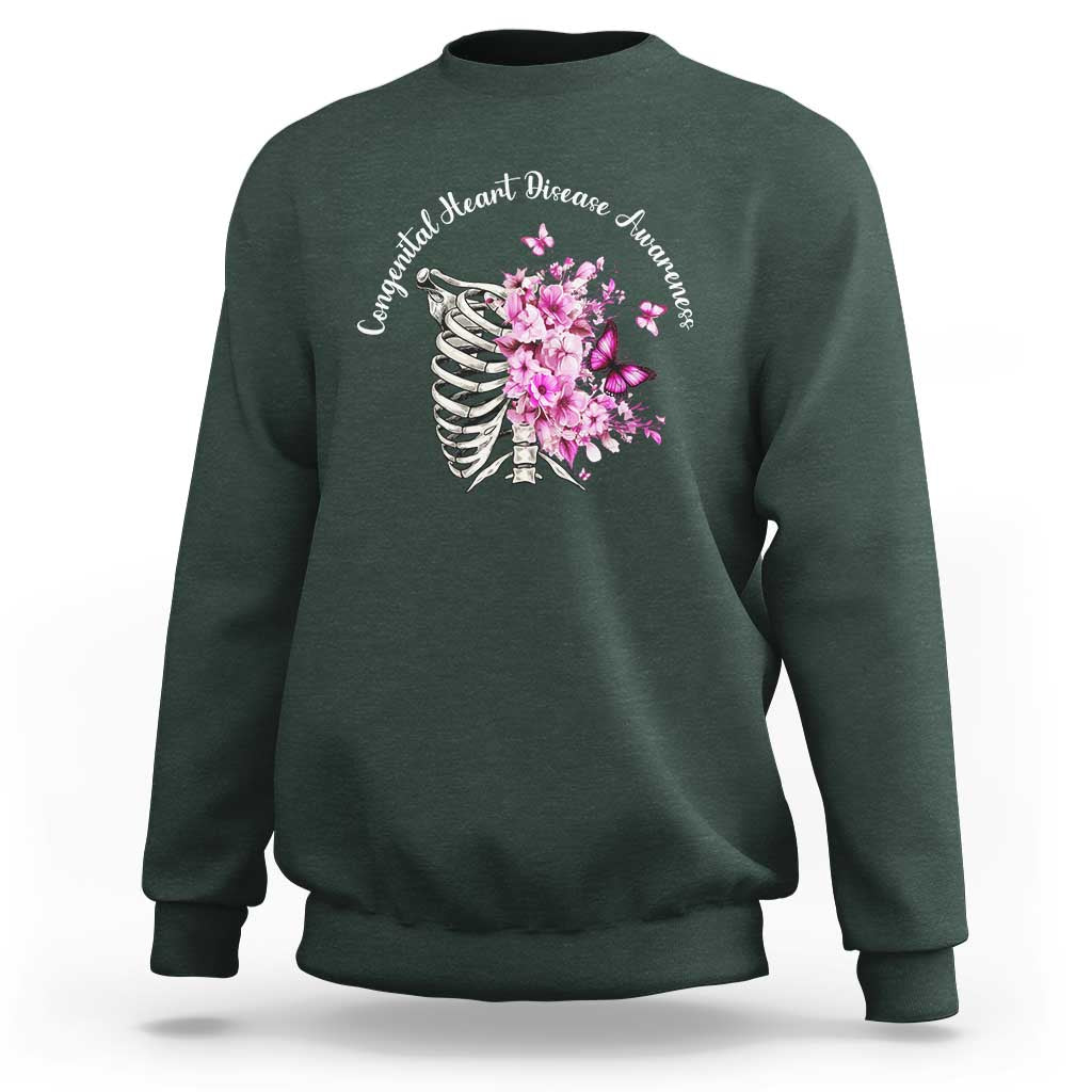 CHD Awareness Sweatshirt Congenital Heart Disease Awareness Floral Rib Cage
