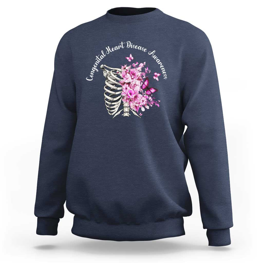 CHD Awareness Sweatshirt Congenital Heart Disease Awareness Floral Rib Cage