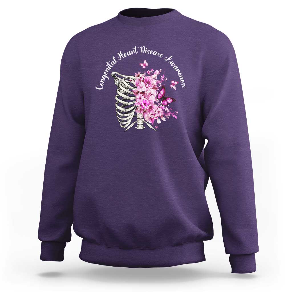 CHD Awareness Sweatshirt Congenital Heart Disease Awareness Floral Rib Cage