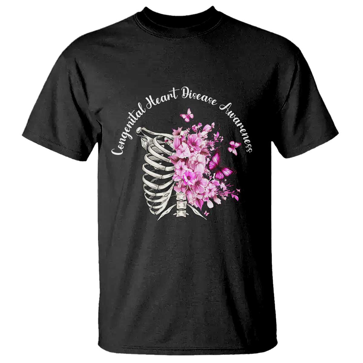 CHD Awareness T Shirt Congenital Heart Disease Awareness Floral Rib Cage
