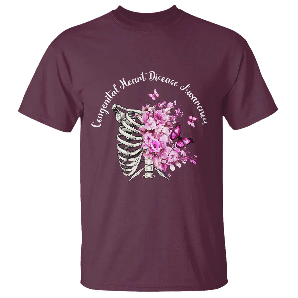 CHD Awareness T Shirt Congenital Heart Disease Awareness Floral Rib Cage