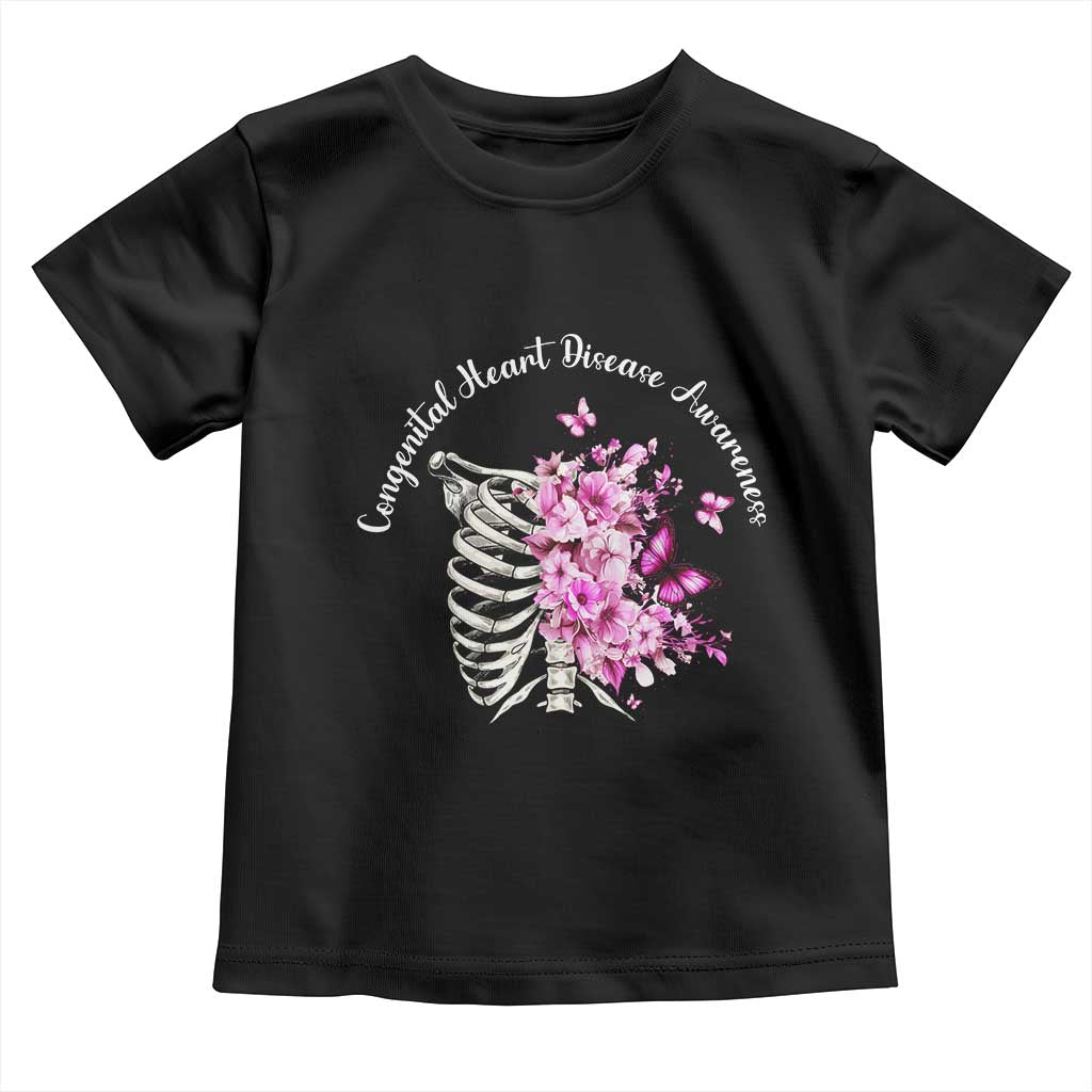 CHD Awareness Toddler T Shirt Congenital Heart Disease Awareness Floral Rib Cage