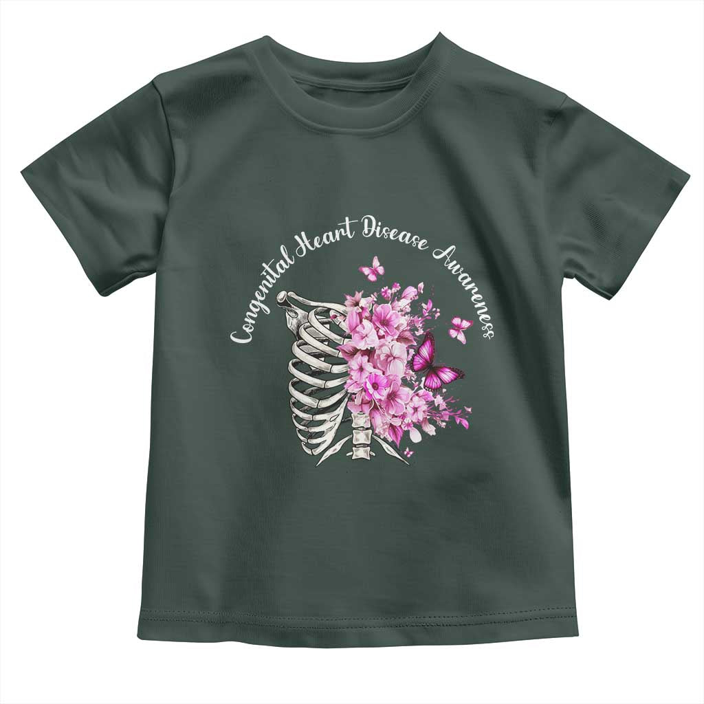 CHD Awareness Toddler T Shirt Congenital Heart Disease Awareness Floral Rib Cage