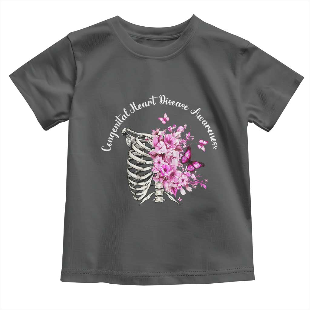 CHD Awareness Toddler T Shirt Congenital Heart Disease Awareness Floral Rib Cage