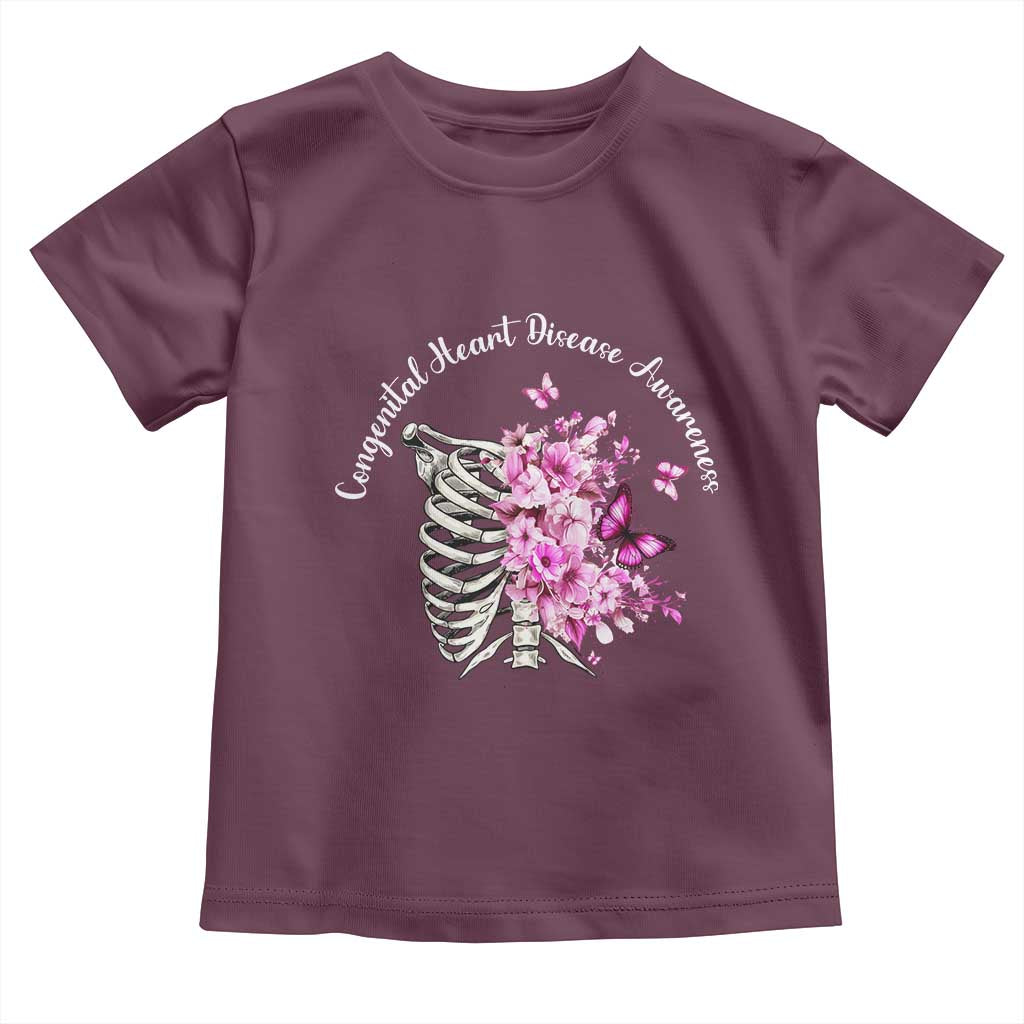 CHD Awareness Toddler T Shirt Congenital Heart Disease Awareness Floral Rib Cage