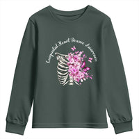 CHD Awareness Youth Sweatshirt Congenital Heart Disease Awareness Floral Rib Cage