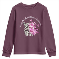 CHD Awareness Youth Sweatshirt Congenital Heart Disease Awareness Floral Rib Cage