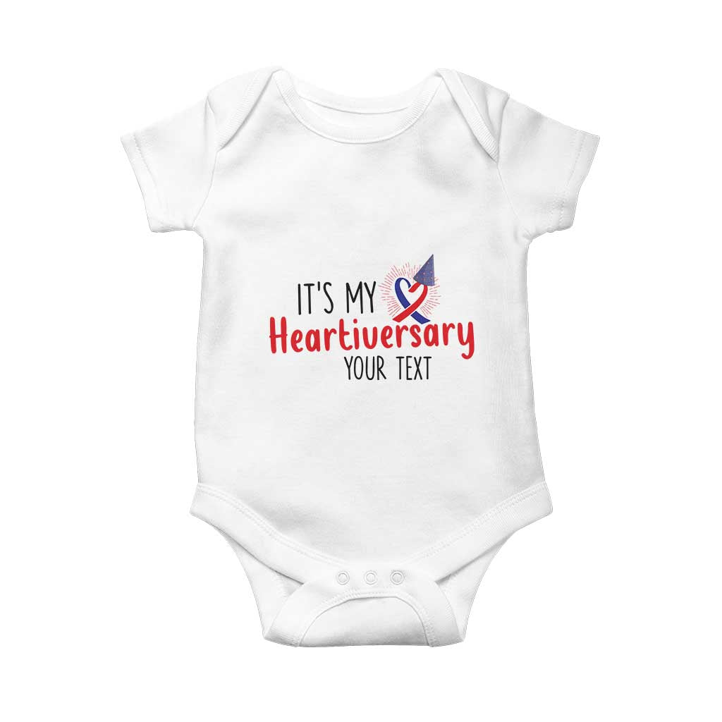 Personalized CHD Awareness Heart Anniversary Baby Onesie Custom Text It's My Heartiversary