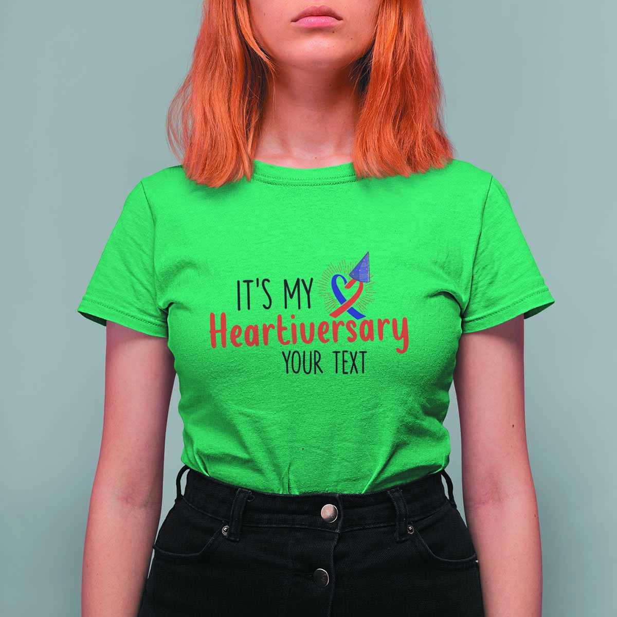 Personalized CHD Awareness Heart Anniversary T Shirt For Women Custom Text It's My Heartiversary